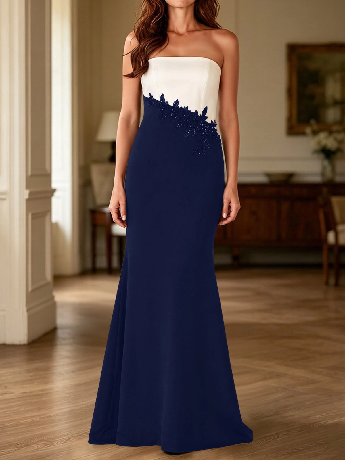 Trumpet Mother of the Bride Dress with Appliques