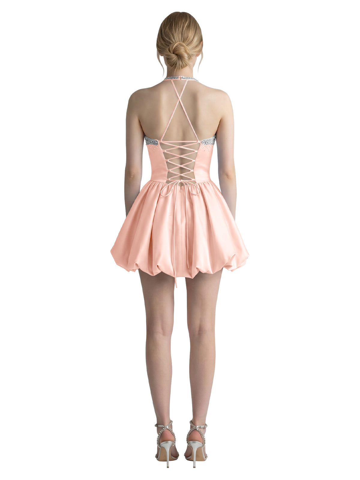Beading Bubble Hem Mini Dress 