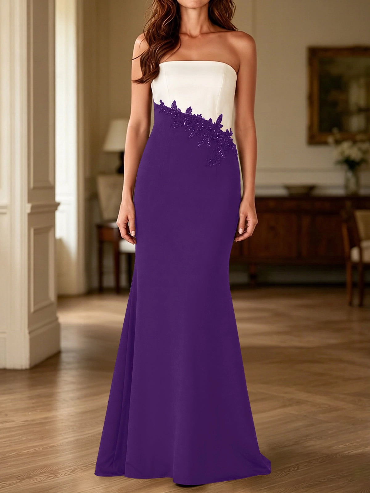 Trumpet Mother of the Bride Dress with Appliques