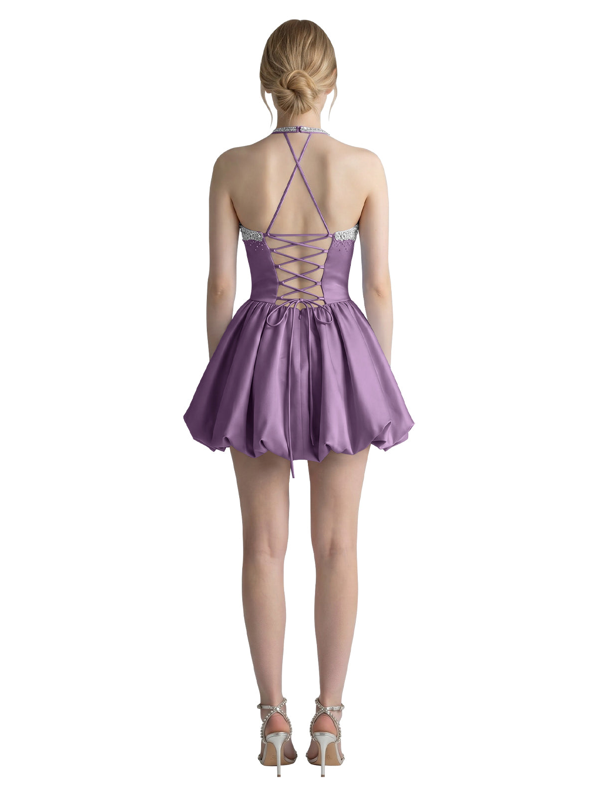 Beading Bubble Hem Mini Dress 