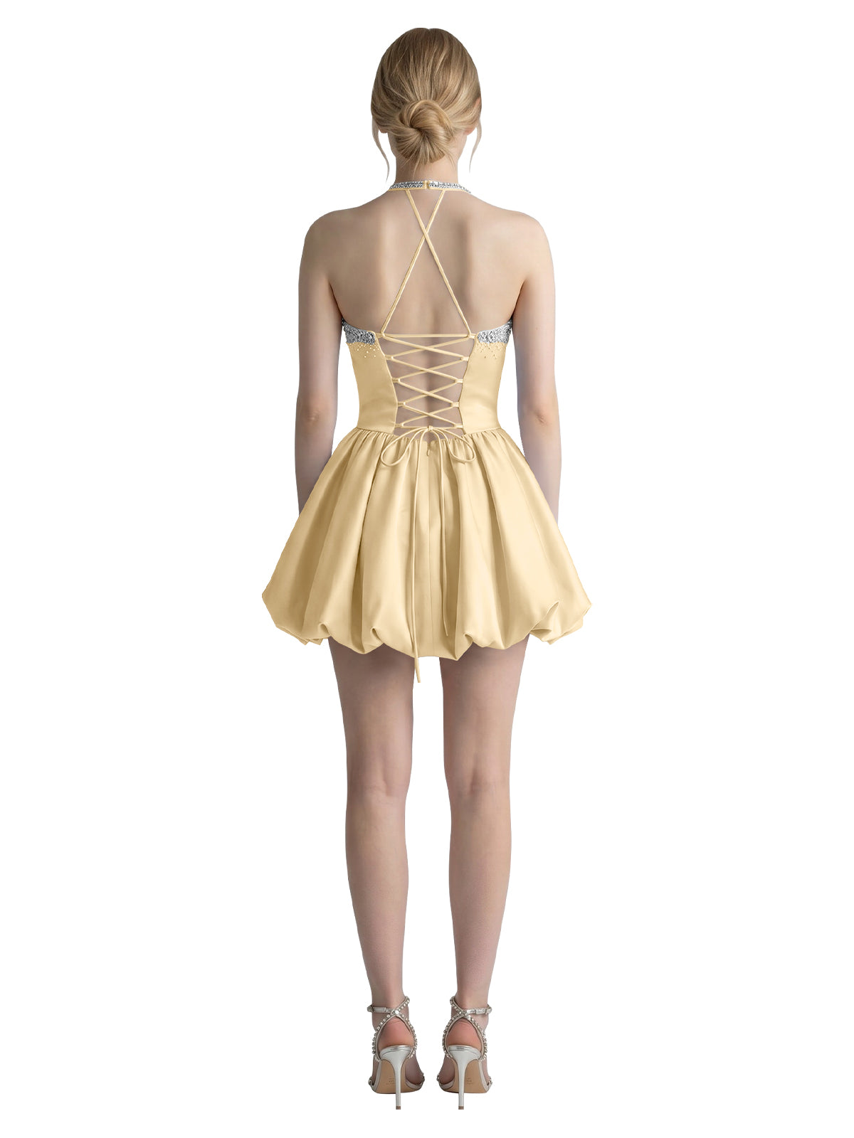 Beading Bubble Hem Mini Dress 