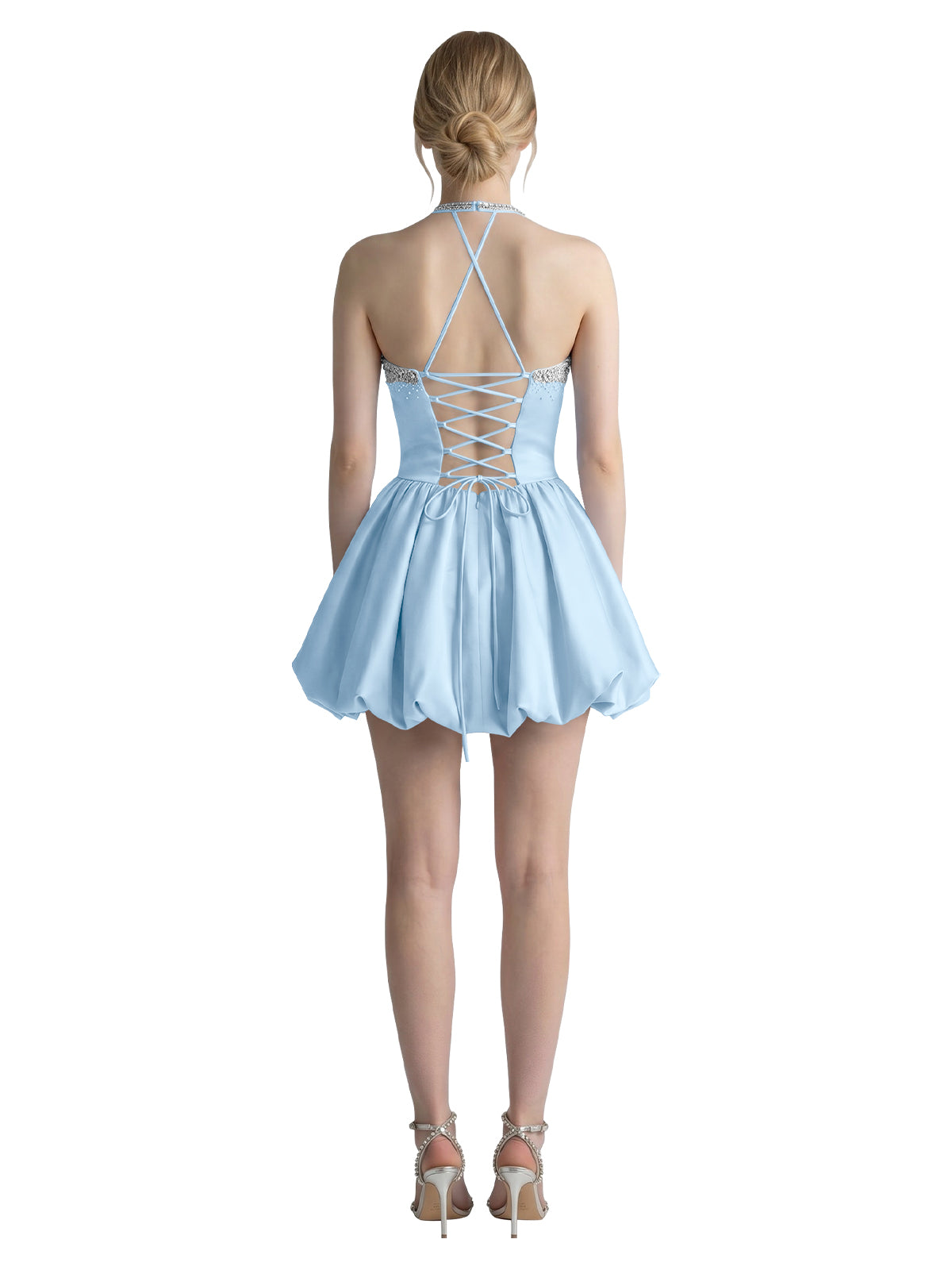 Beading Bubble Hem Mini Dress 