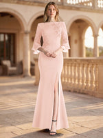Chiffon Mother of the Bride Dress with 3/4 Sleeves