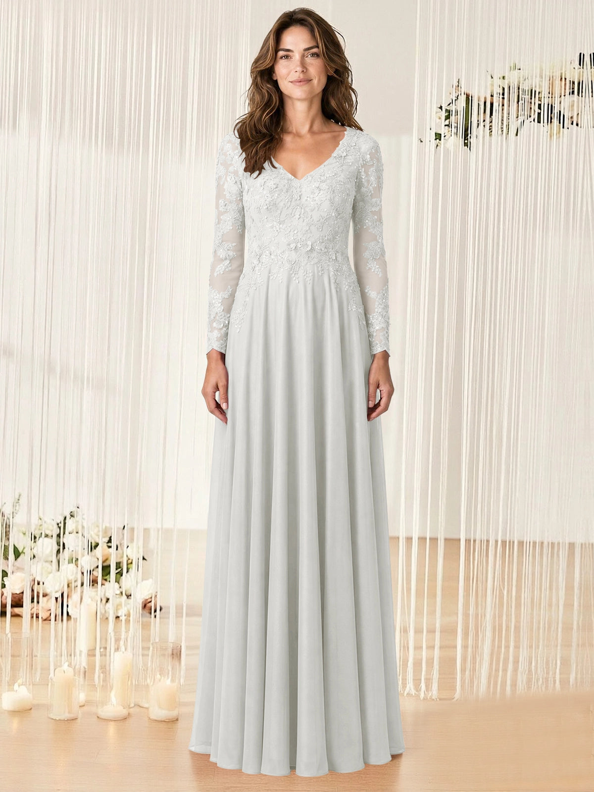 A-line Mother of the Bride Dress with Appliques