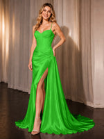 Silk-like Prom Dress with Appliques