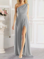 One-Shoulder Bridesmaid Dress with Slit