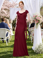 Flowy Ruffle Sheath Bridesmaid Dress 
