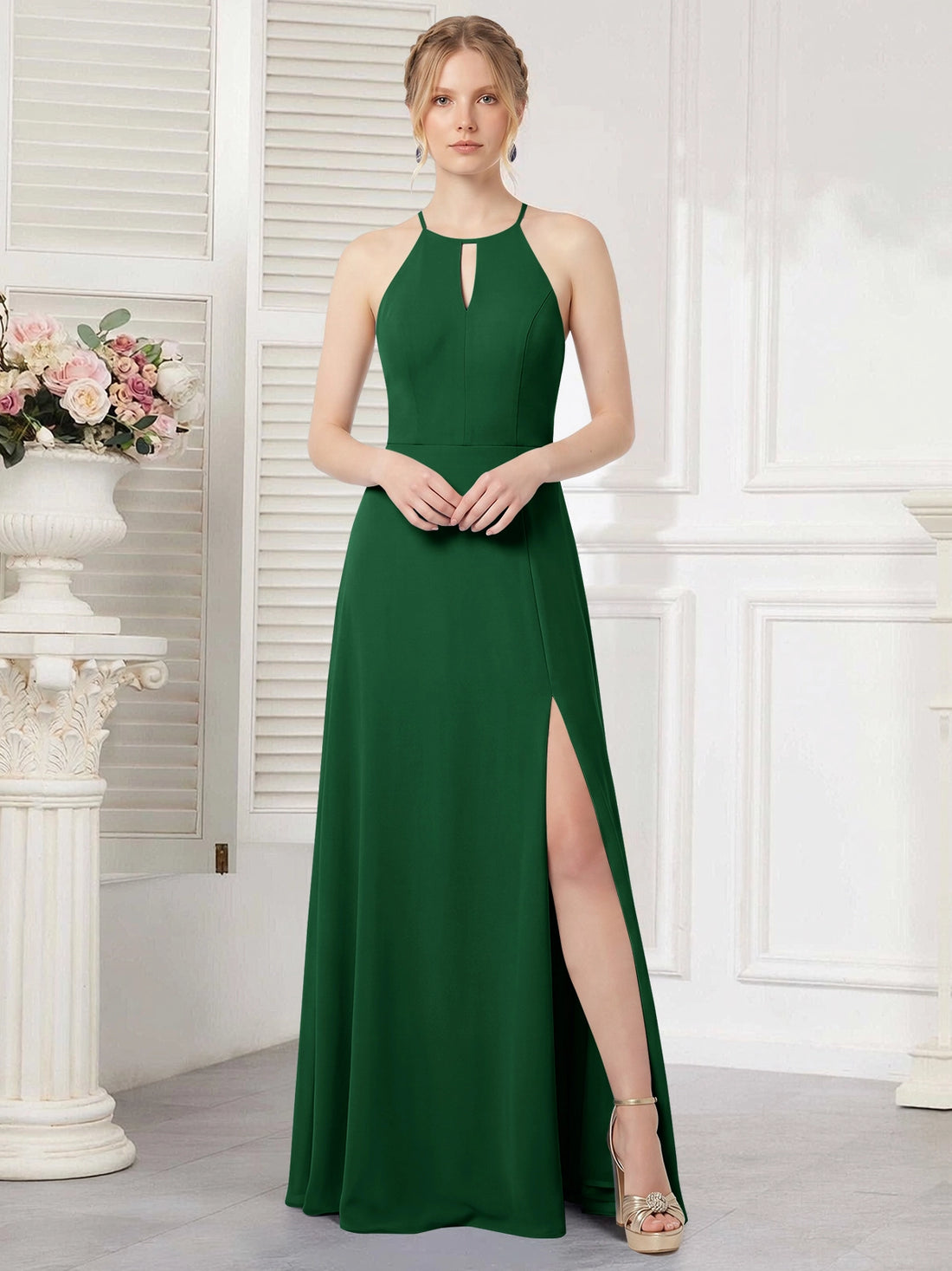 Chiffon Bridesmaid Dress with Halter 