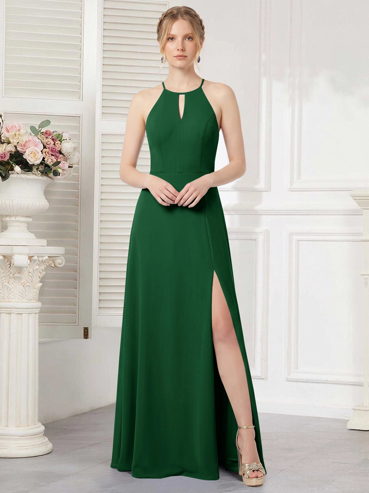 Chiffon Bridesmaid Dress with Halter 