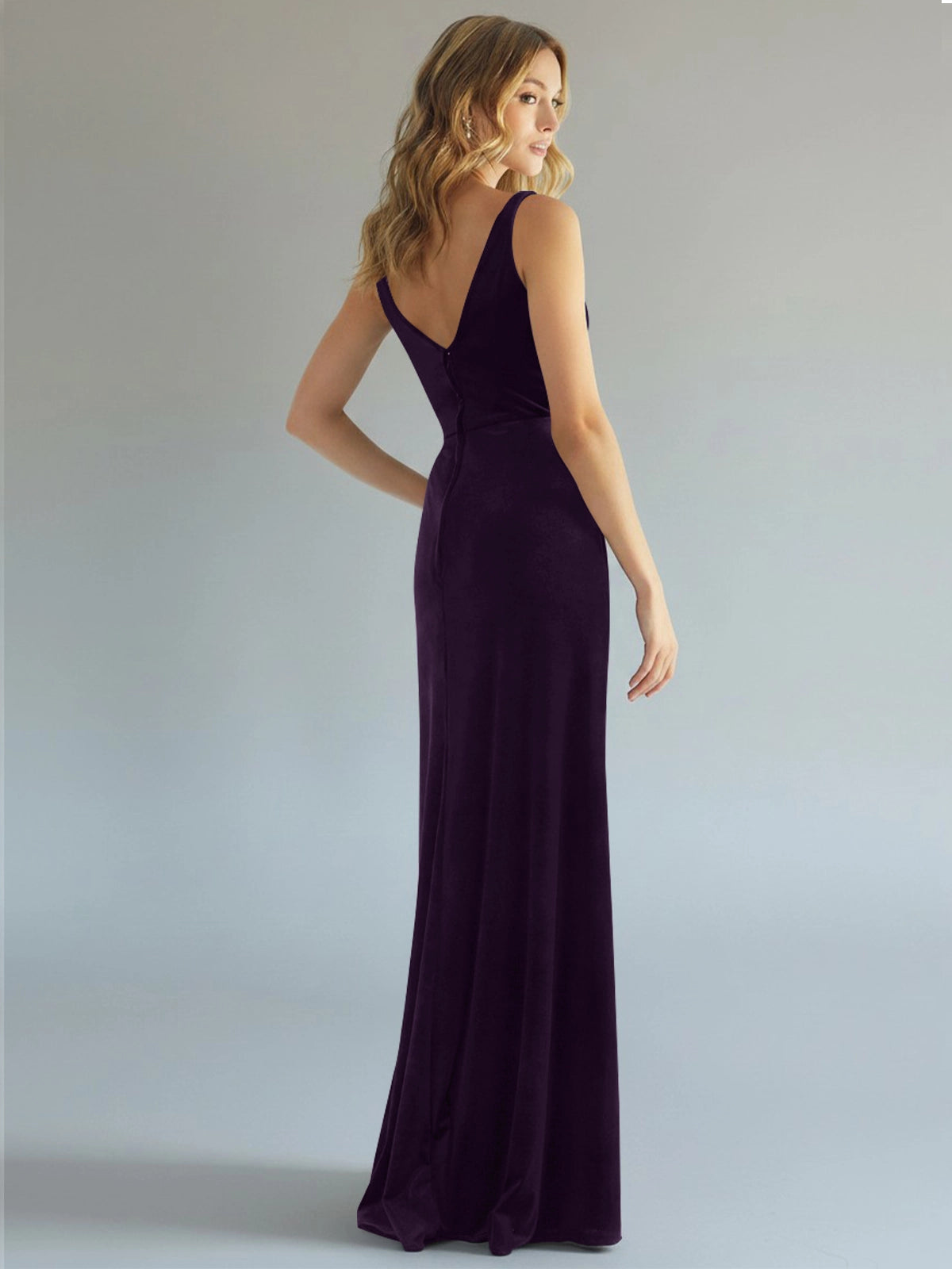 Velvet Bridesmaid Dress with Slit 