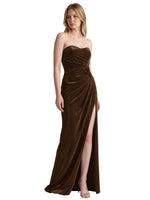 Velvet Prom Dress with Beaded Applique 