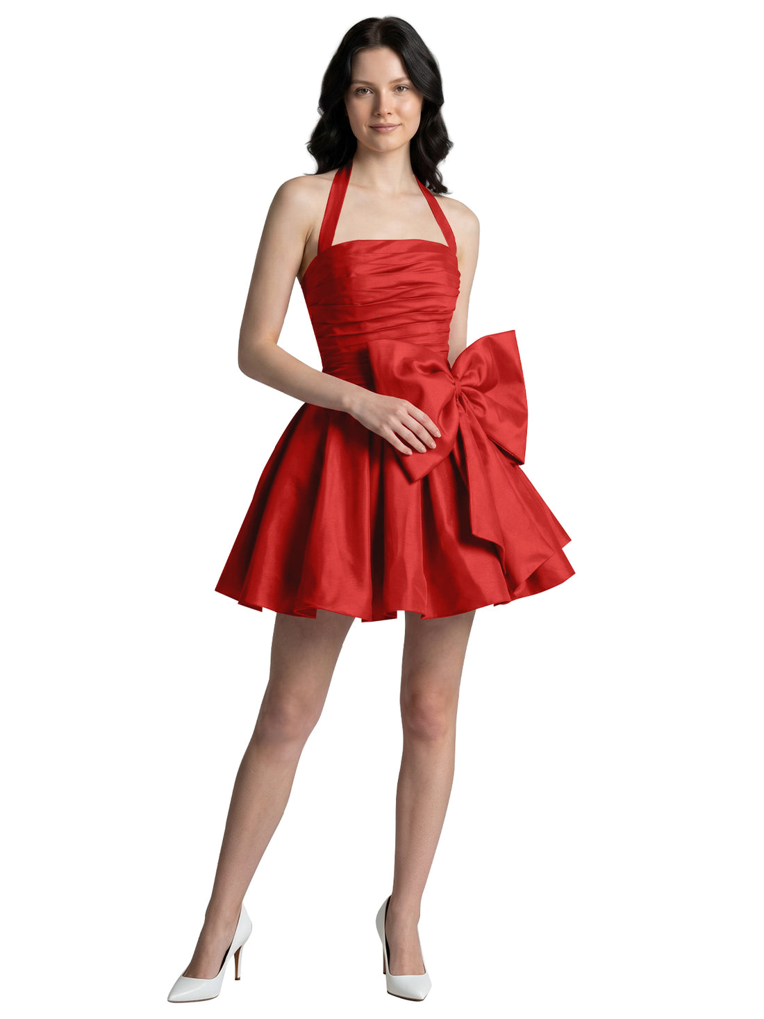 Halter Oversized Bow Mini Dress 