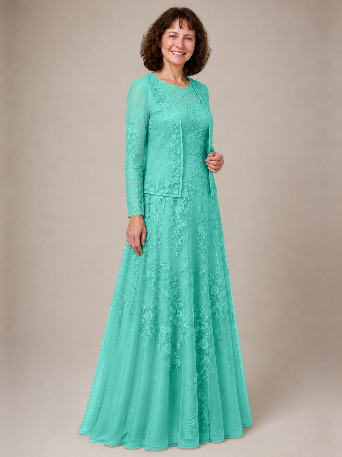 A-line Mother of the Bride Dress with Lace 