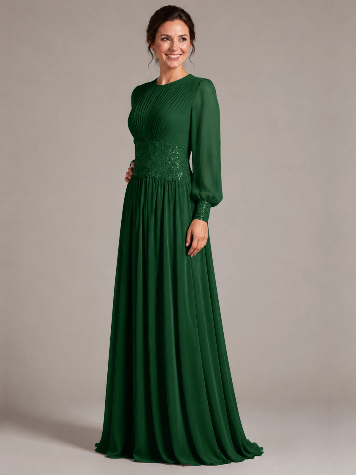 Chiffon Mother of the Bride Dress with Jewel Neckline 