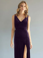 Velvet Bridesmaid Dress with Slit 