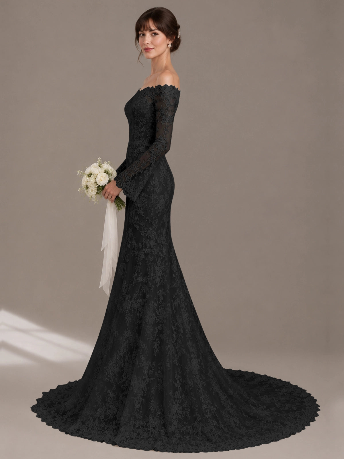 Lace Wedding Dress with Off-the-Shoulder 
