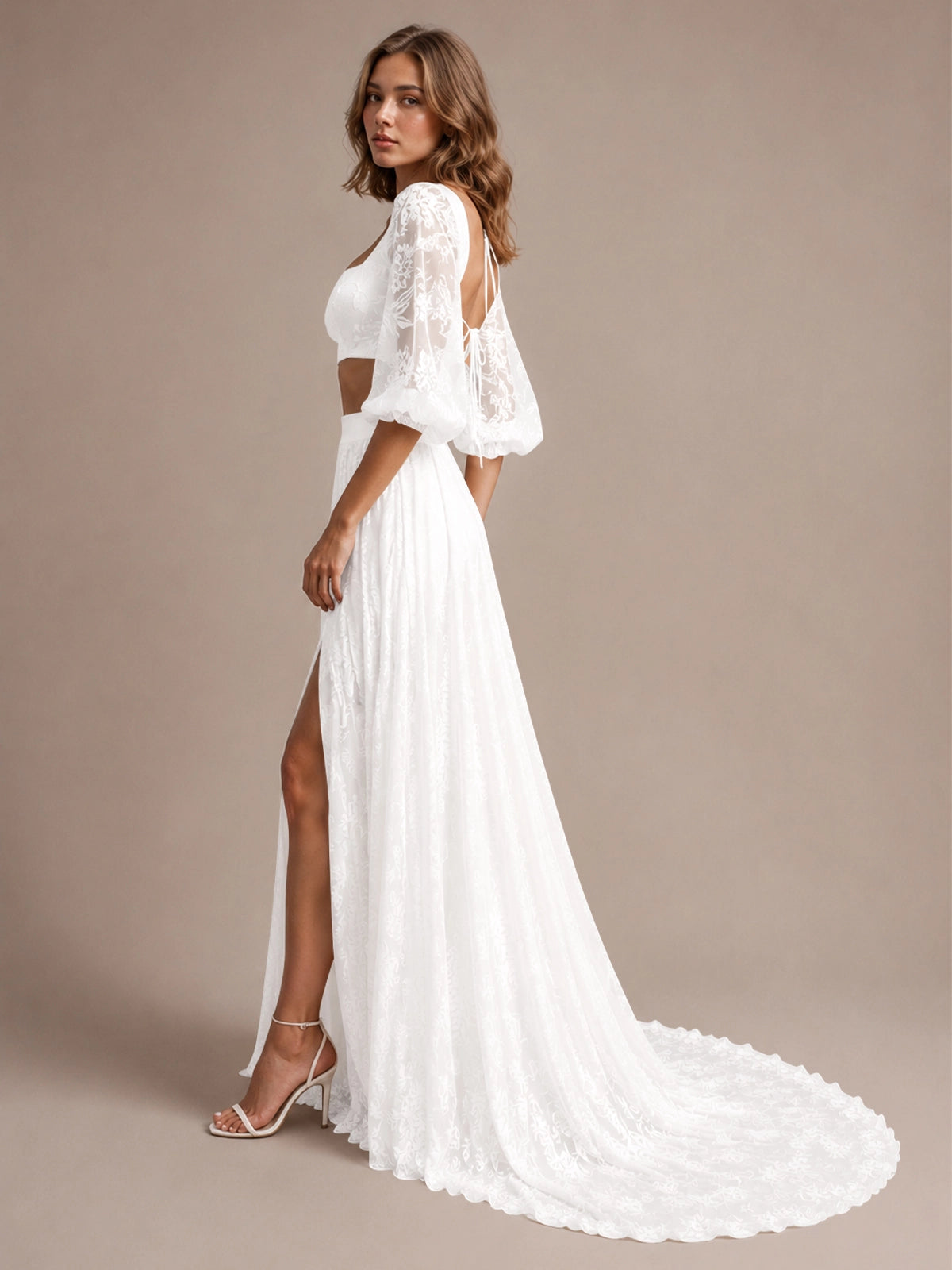Lace Wedding Dress with Slit 