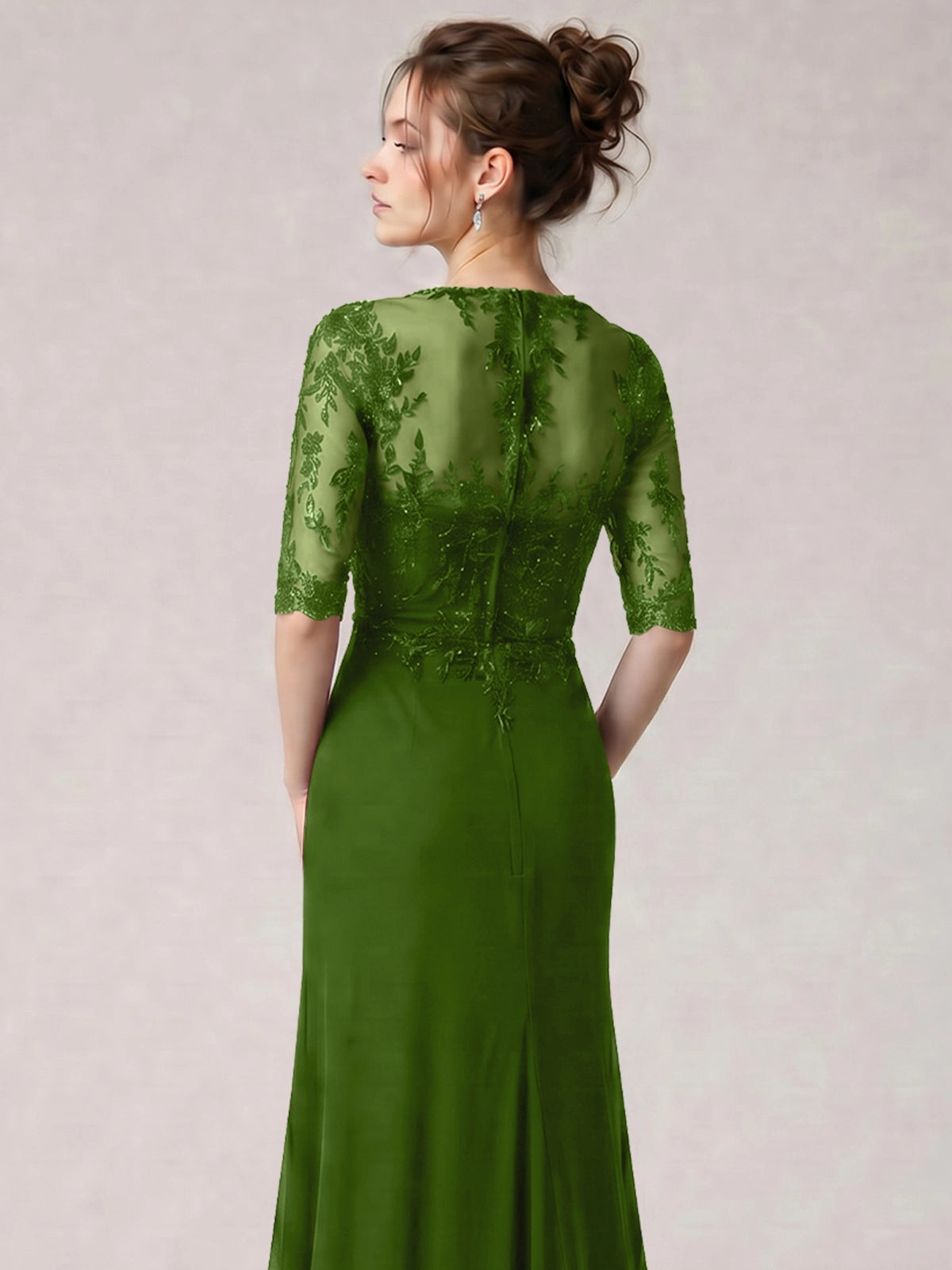 Lace Mother of the Bride Dress with Half Sleeves
