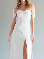 Off-the-Shoulder Slit Bridesmaid Dress 