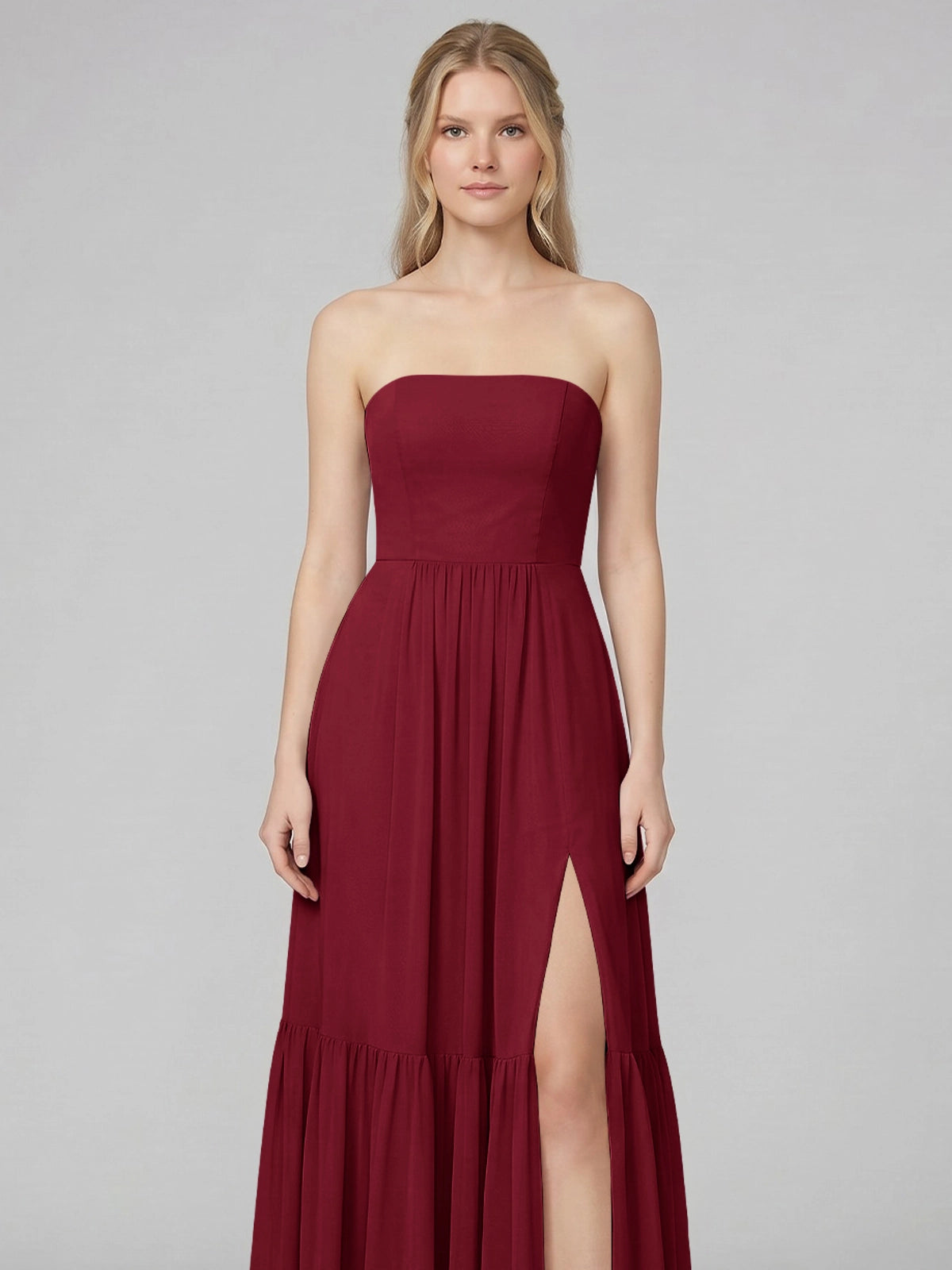 Strapless Bridesmaid Dress with Slit 