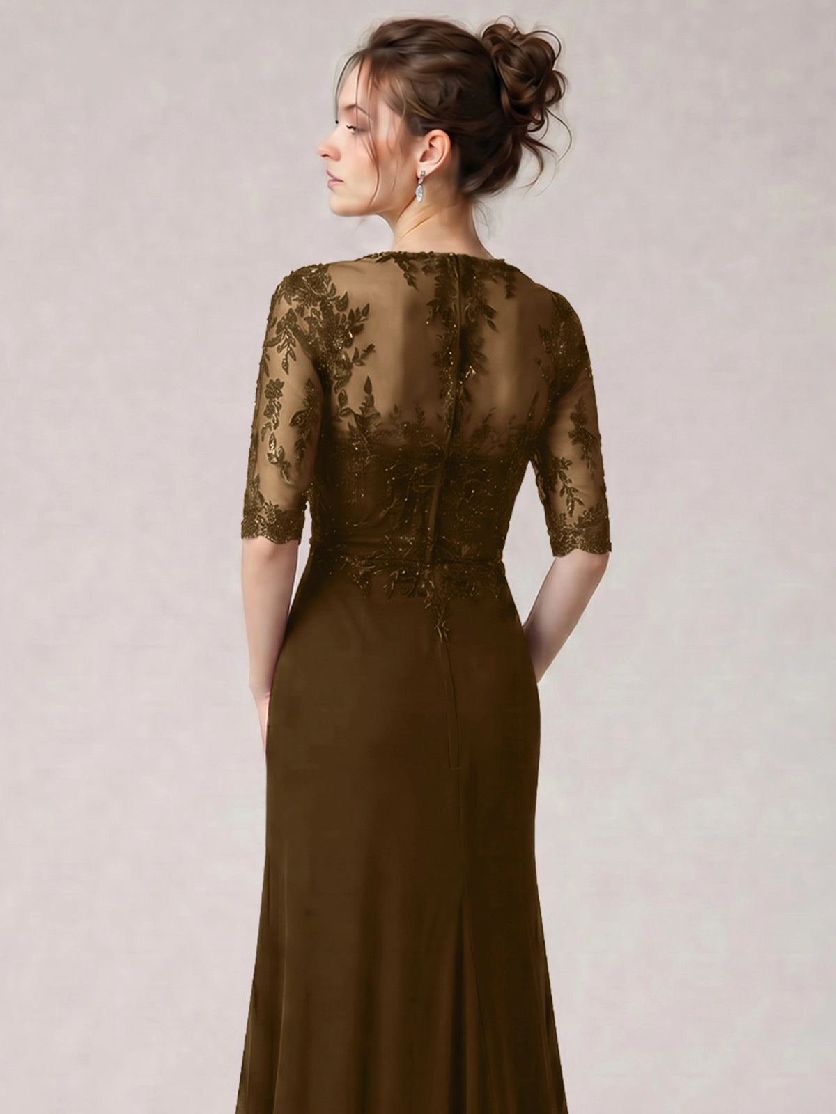 Lace Mother of the Bride Dress with Half Sleeves
