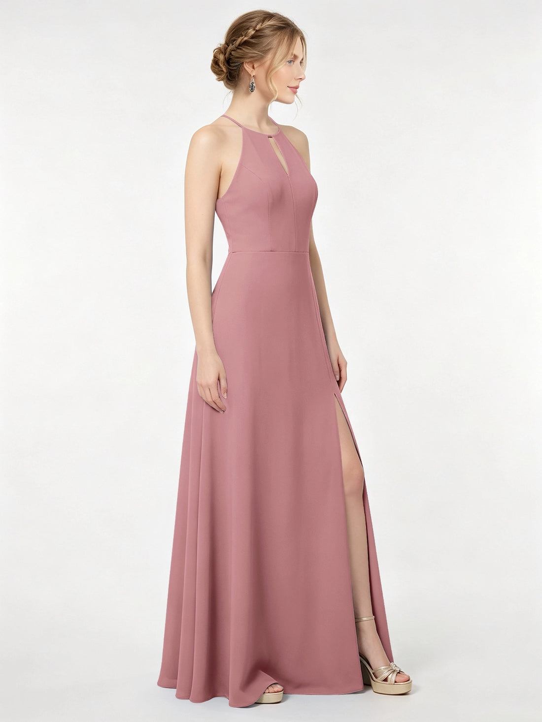 Chiffon Bridesmaid Dress with Halter 