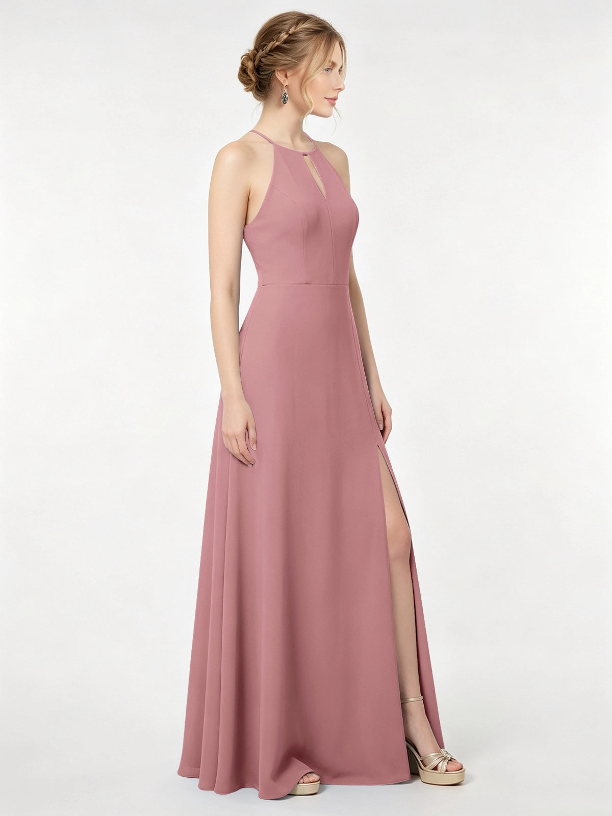 Chiffon Bridesmaid Dress with Halter 