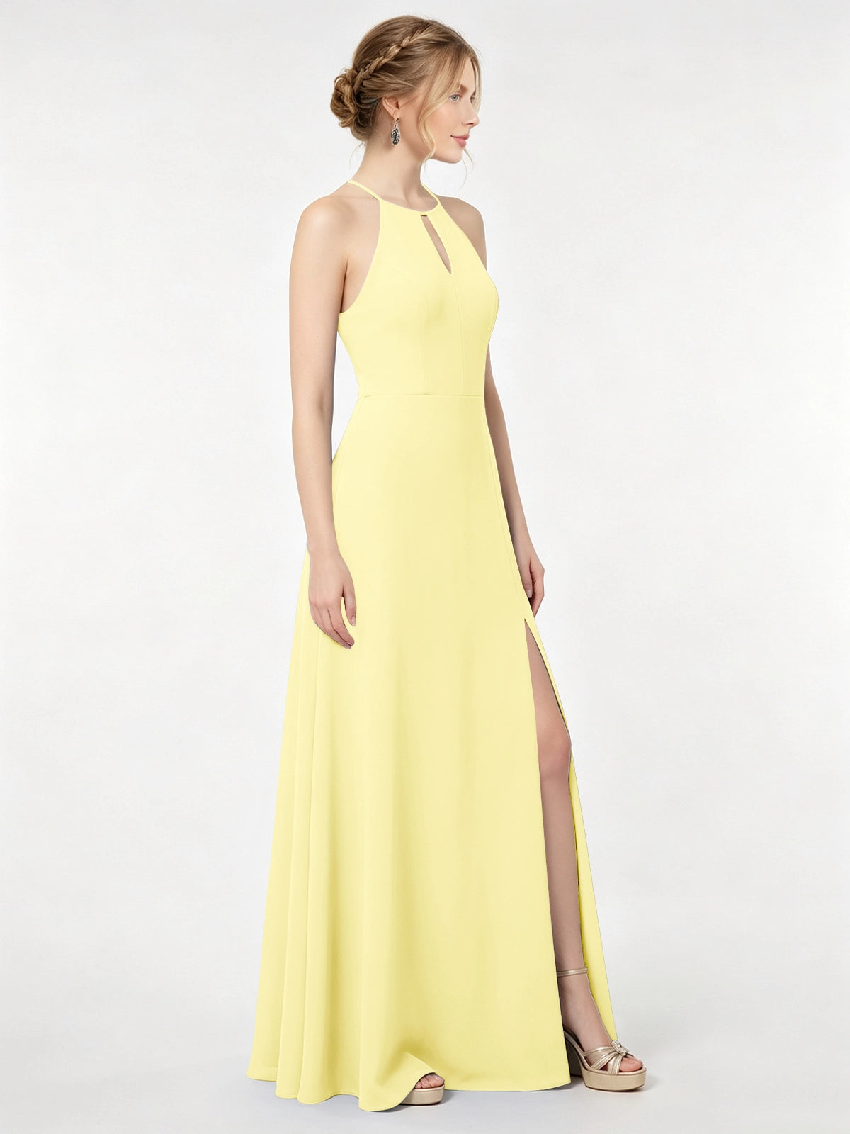 Chiffon Bridesmaid Dress with Halter 