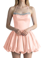 Beading Bubble Hem Mini Dress 
