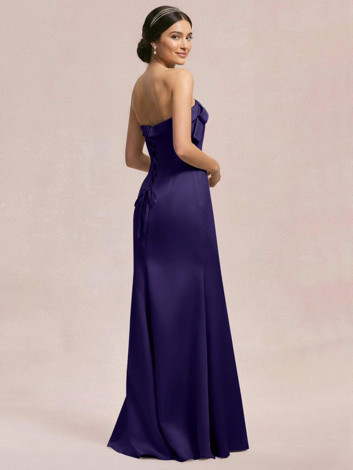 Satin Bow Accent Bridesmaid Dress 