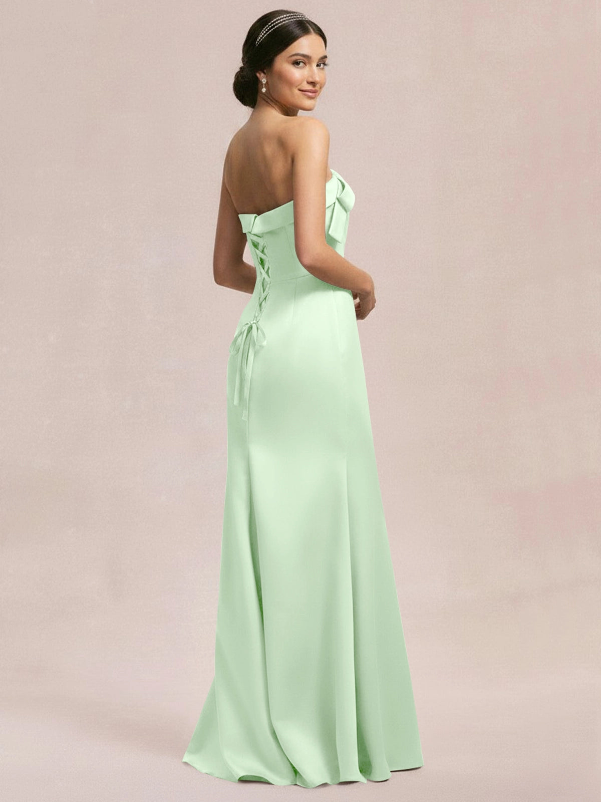 Satin Bow Accent Bridesmaid Dress 