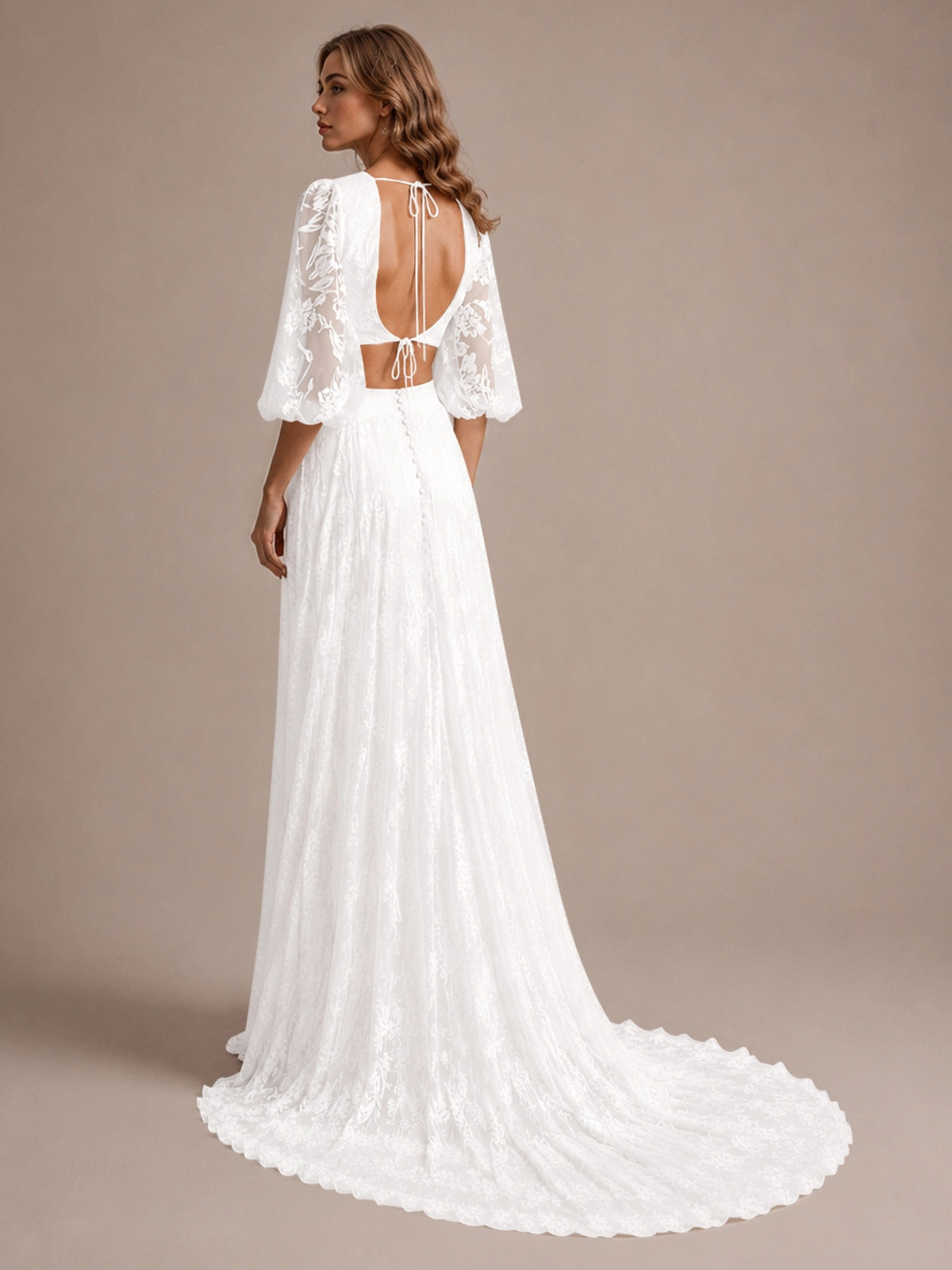 Lace Wedding Dress with Slit 