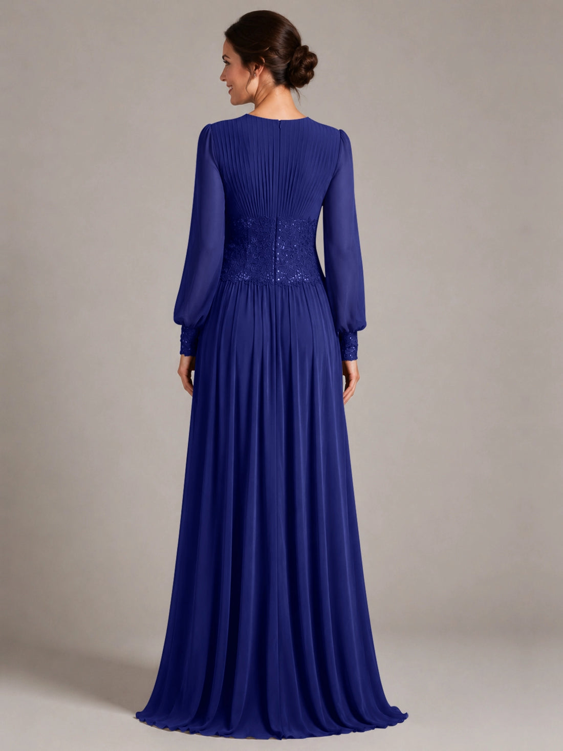 Chiffon Mother of the Bride Dress with Jewel Neckline 