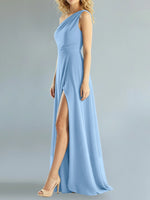 One-Shoulder Bridesmaid Dress with Slit