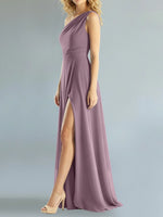 One-Shoulder Bridesmaid Dress with Slit