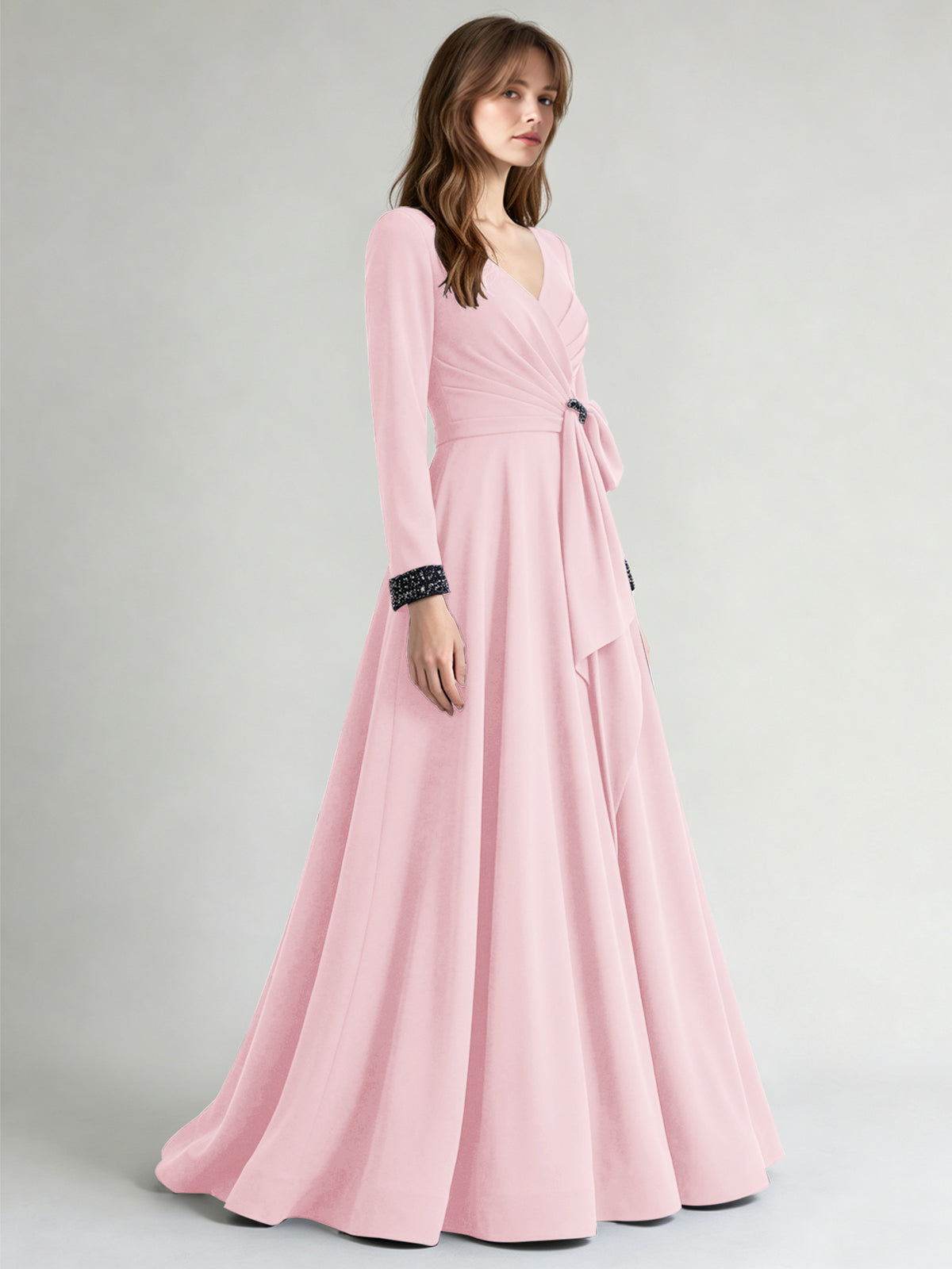 Stretch Satin Mother of the Bride Dress with Crystal