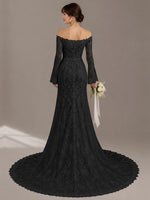 Lace Wedding Dress with Off-the-Shoulder 