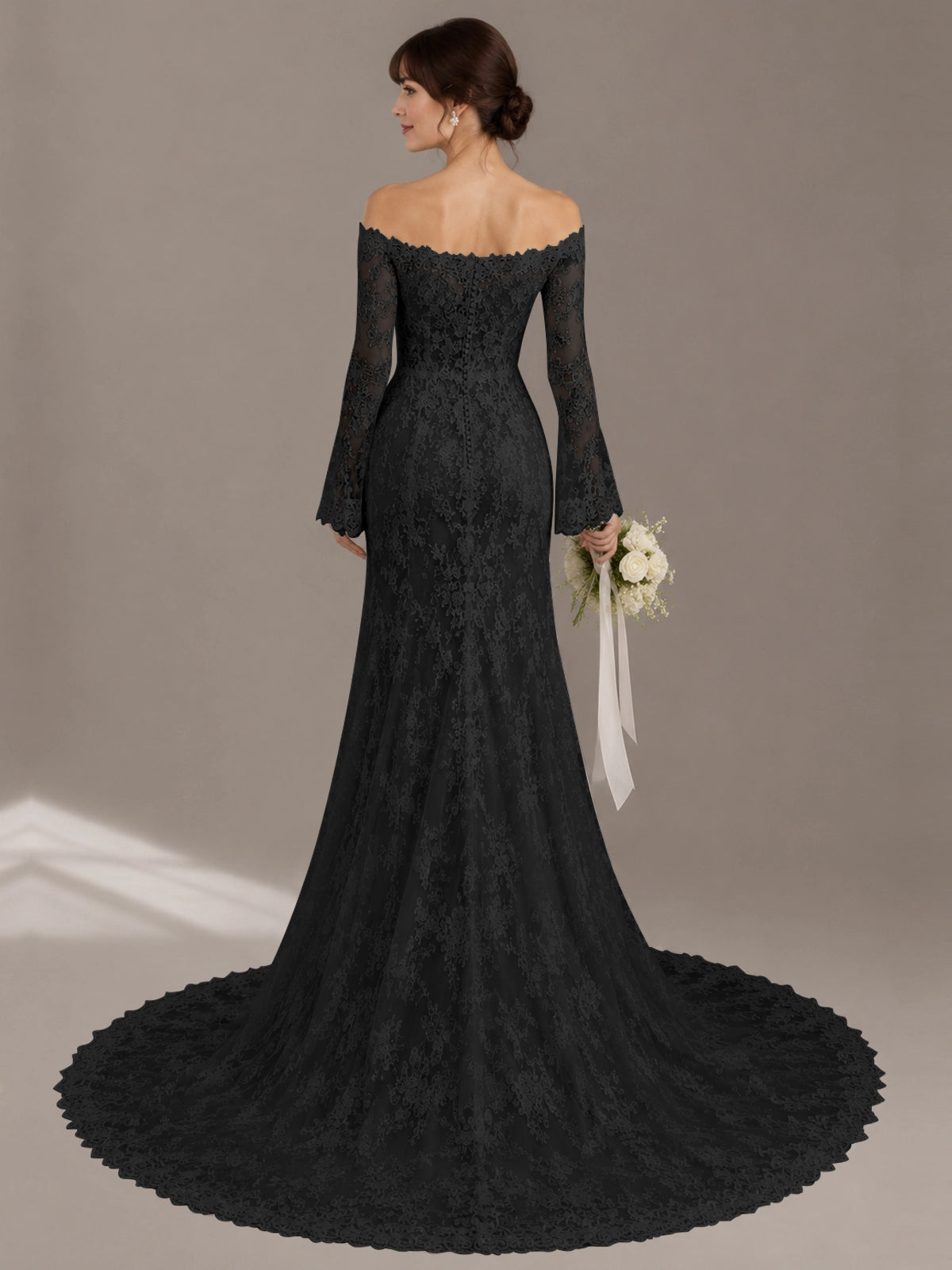 Lace Wedding Dress with Off-the-Shoulder 