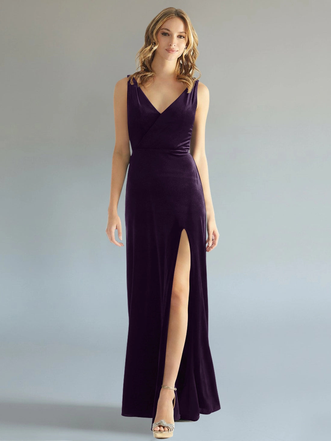 Velvet Bridesmaid Dress with Slit 