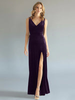 Velvet Bridesmaid Dress with Slit 