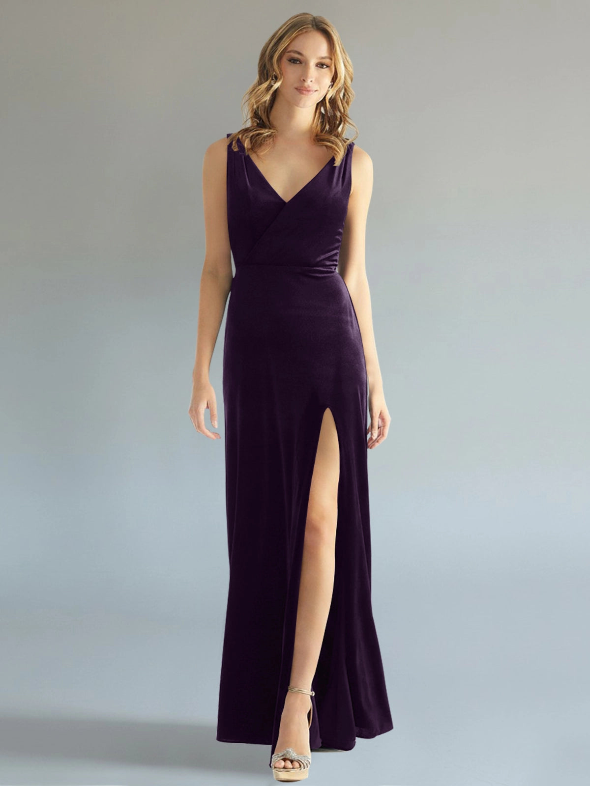 Velvet Bridesmaid Dress with Slit 