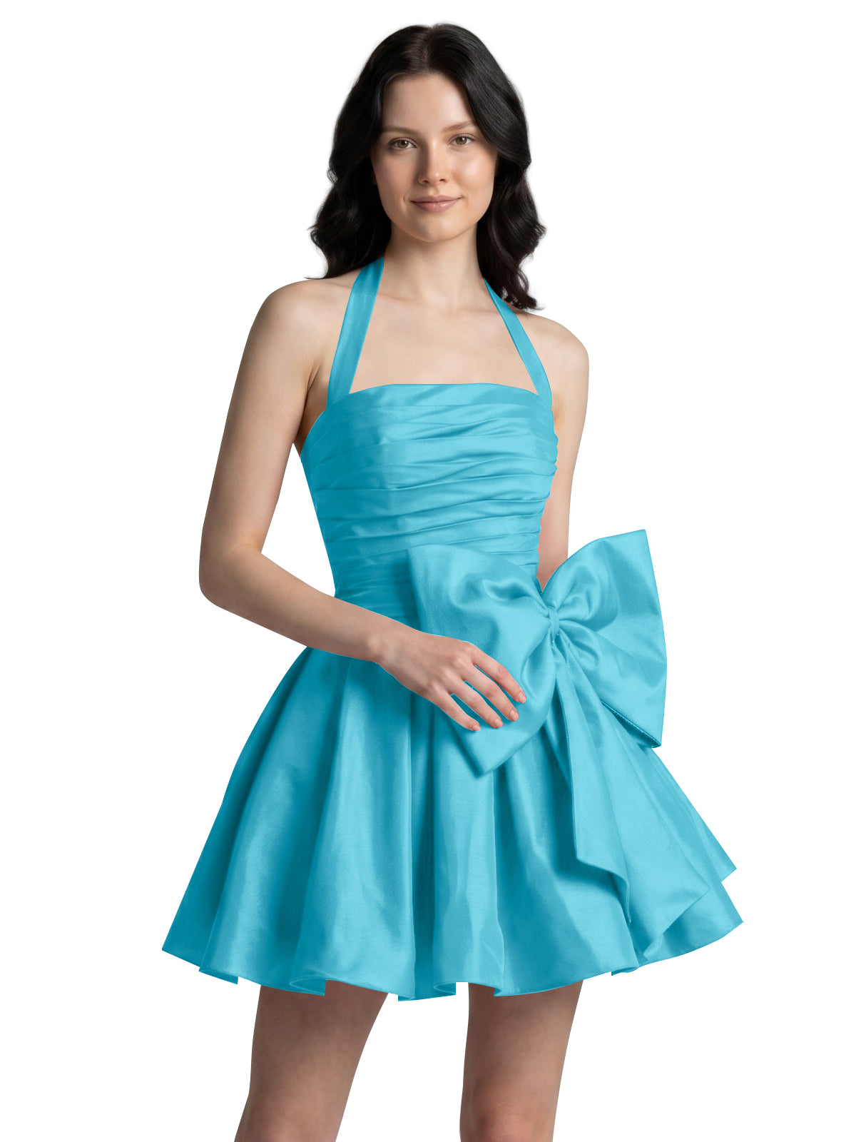 Halter Oversized Bow Mini Dress 
