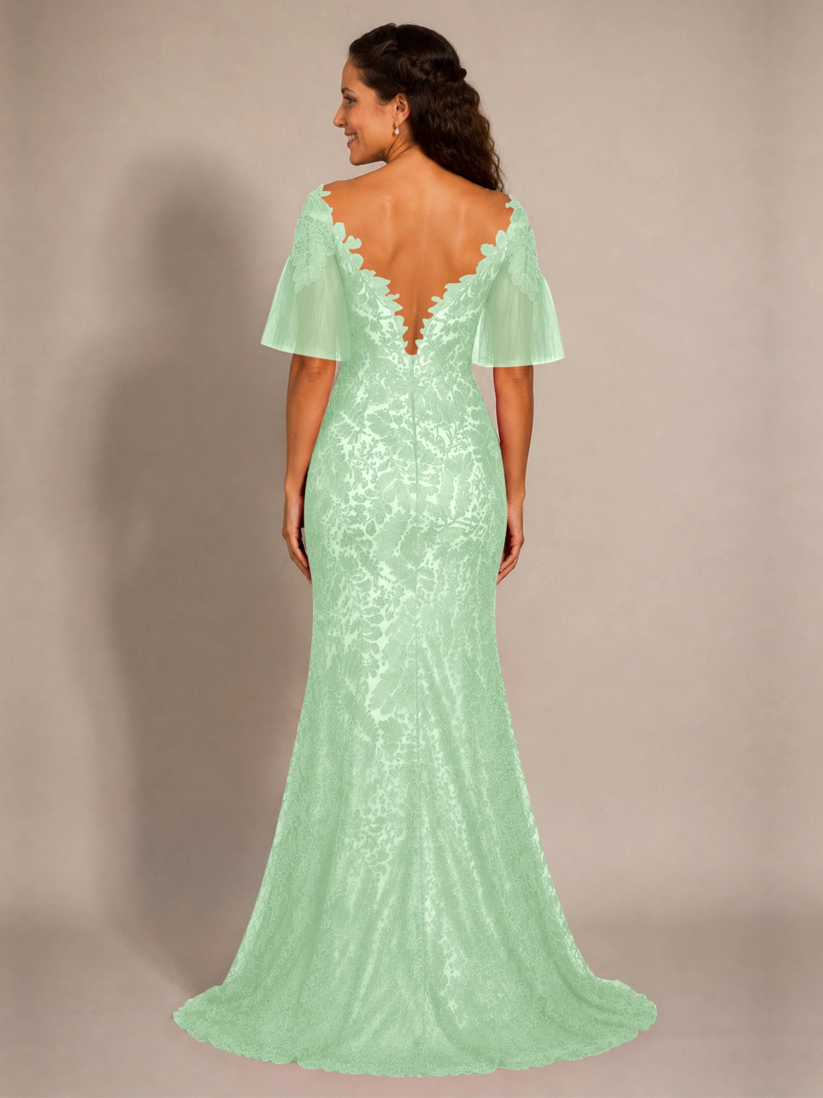 Mermaid Mother of the Bride Dress with V-neck 