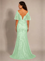 Mermaid Mother of the Bride Dress with V-neck 