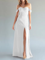 Off-the-Shoulder Slit Bridesmaid Dress 