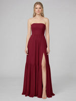 Strapless Bridesmaid Dress with Slit 