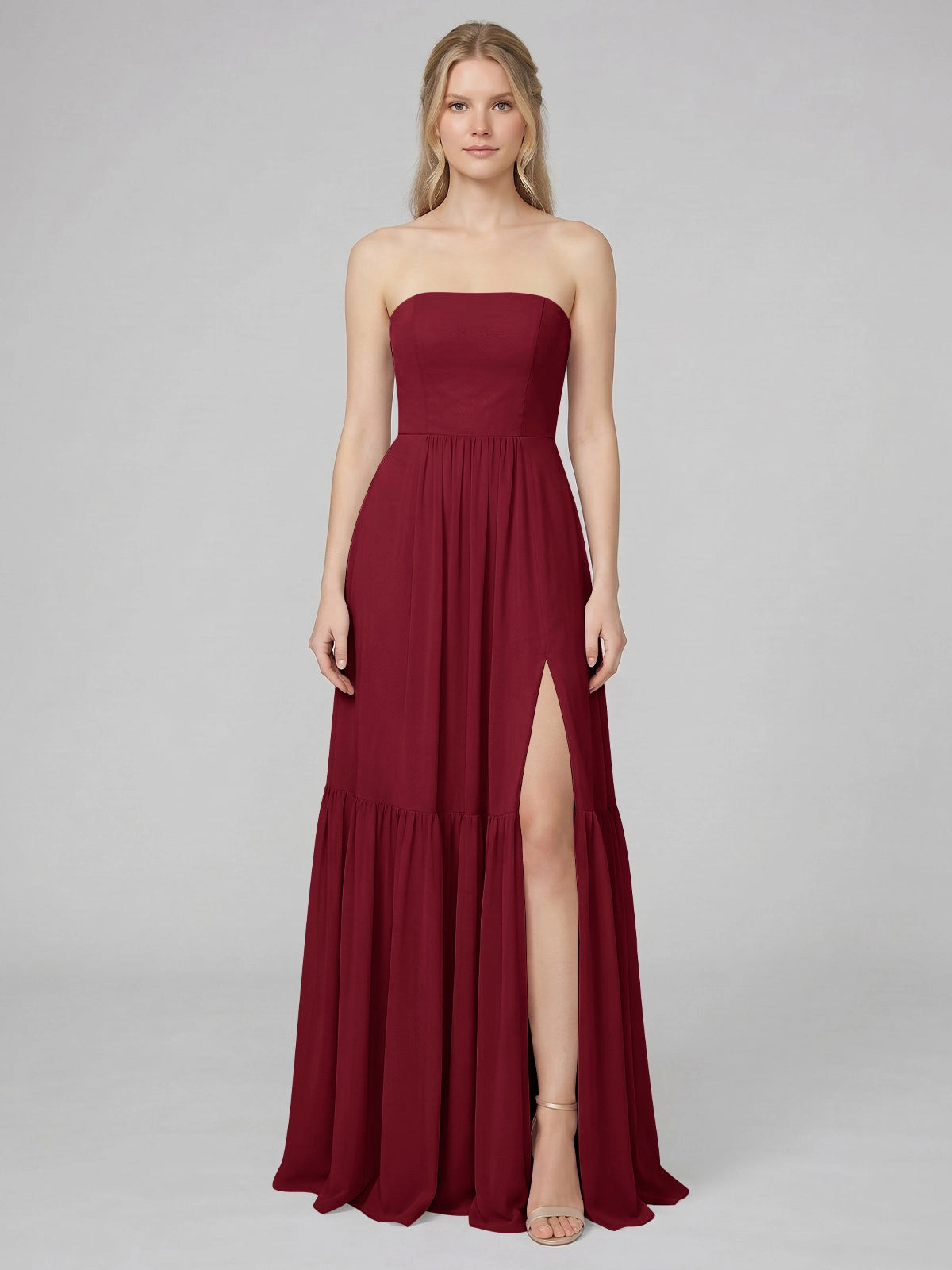 Strapless Bridesmaid Dress with Slit 