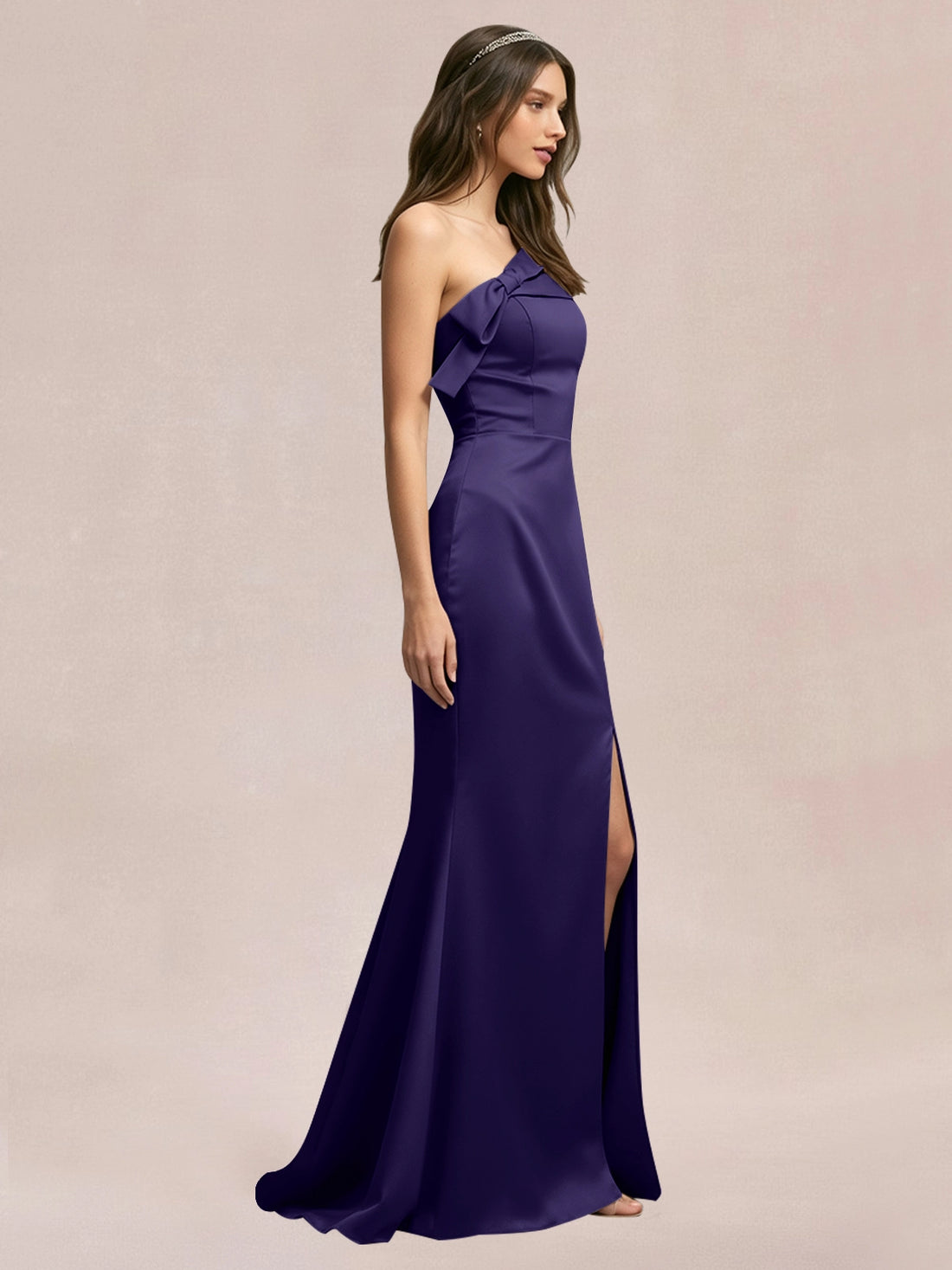 Satin Bow Accent Bridesmaid Dress 