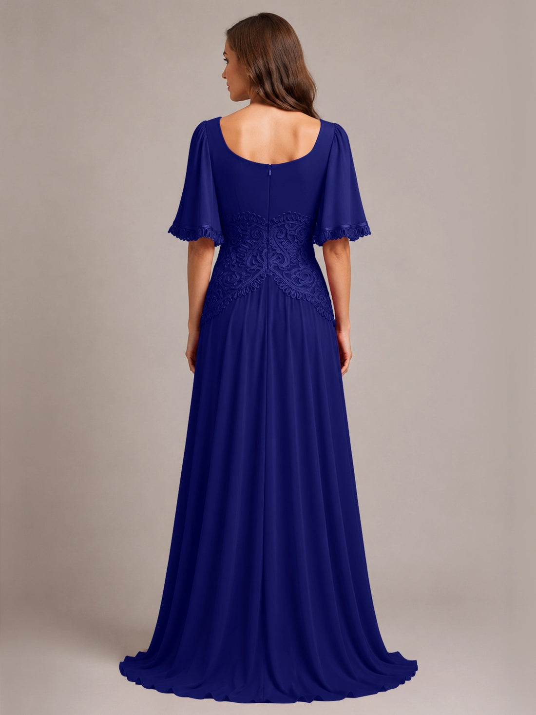 Cowl Neck Mother of the Bride Dress with Applique 