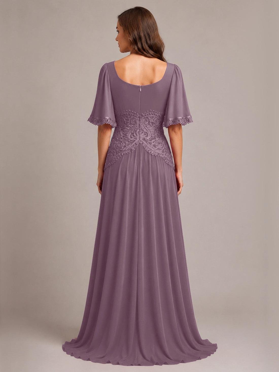 Cowl Neck Mother of the Bride Dress with Applique 